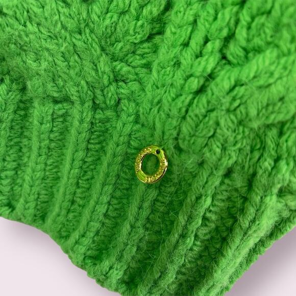 Cocomore Lime Green Cable Knit Sweater OS Pullover Hi Neck - Picture 4 of 8